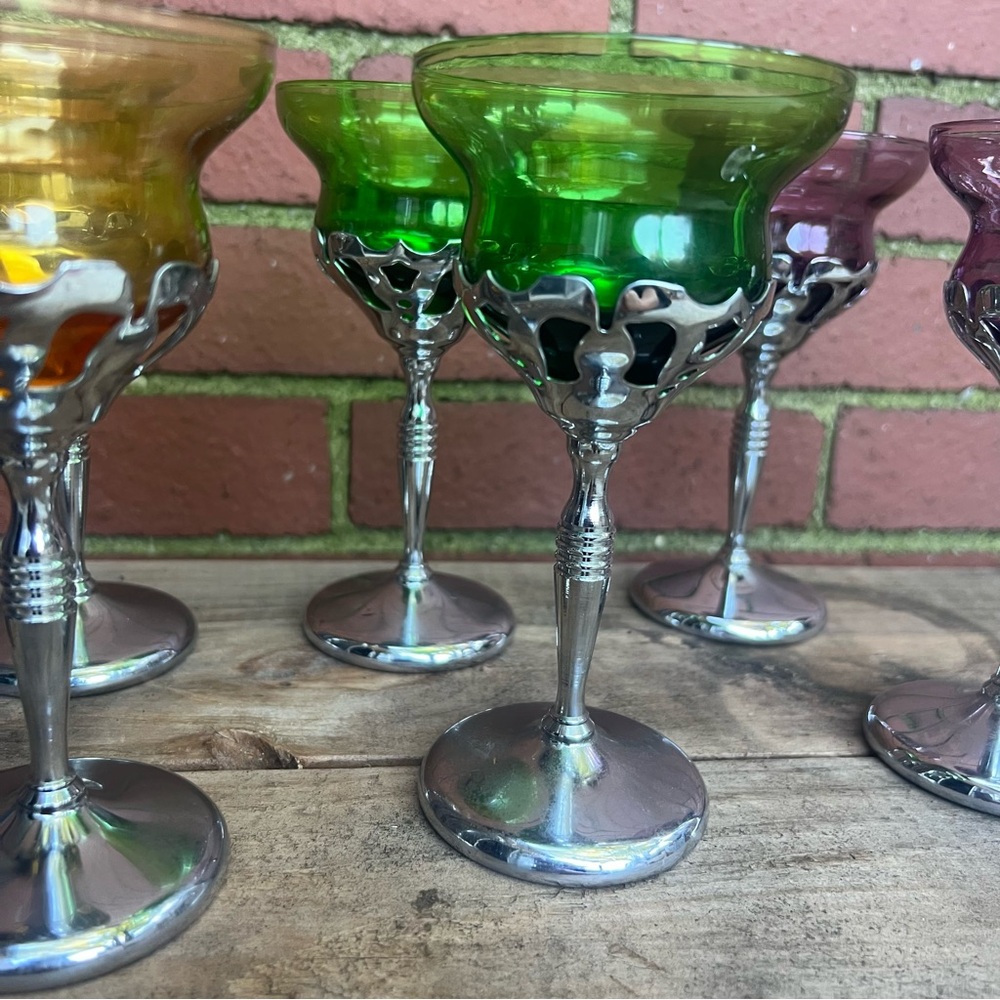 Vintage Farber Bros Krome Kraft Cordial Glasses - Set of 6 - Picture 4 of 11